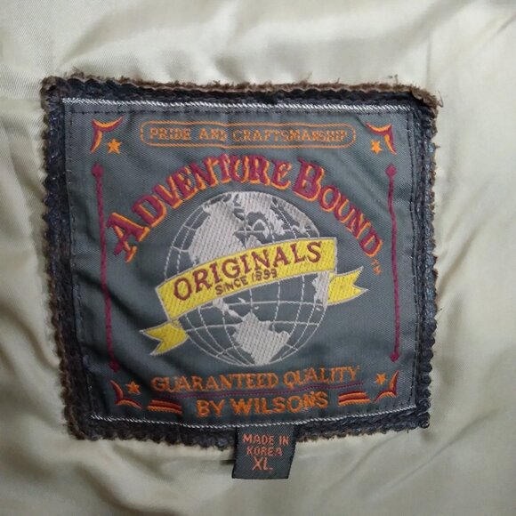 Men's Vintage Brown Distressed Leather Aviator Bomber Jacket Size Extra Large - Picture 14 of 15